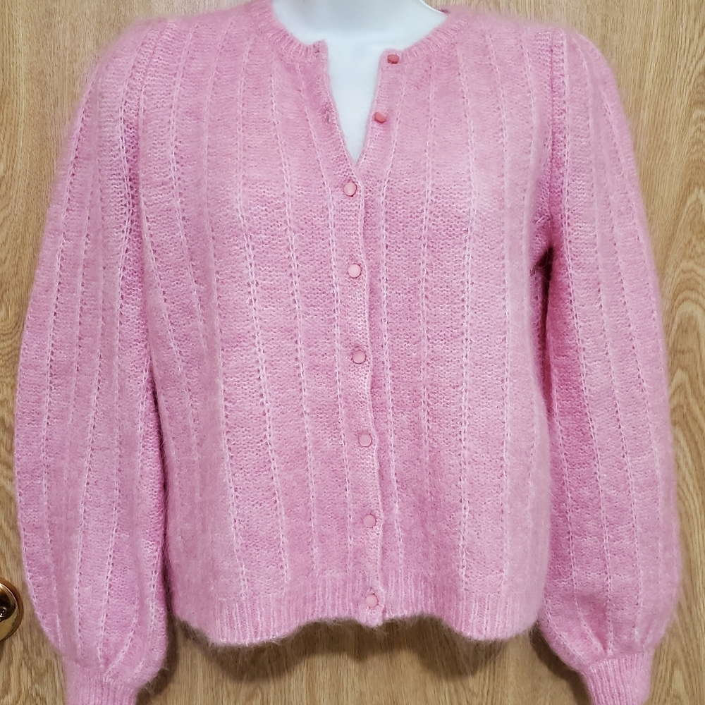 NWT! Sezane Amance Jumper Sweater Cardigan Pastel Pink Size XXS